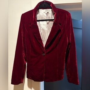 Kensie Rich Burgundy Velvet Blazer